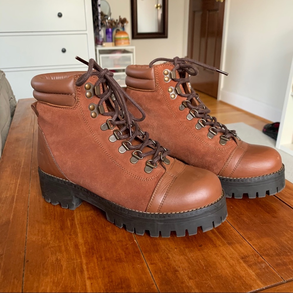 Urban Outfitters Brown Lace Hiker Boots